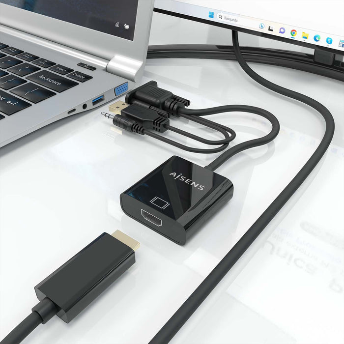 EAN 8435739901595 - AISENS A115-0872 adaptador de cable de vídeo 0,2 m HDMI tipo A (Estándar) VGA (D-Sub) + 3.5mm + USB Type- imagen 5