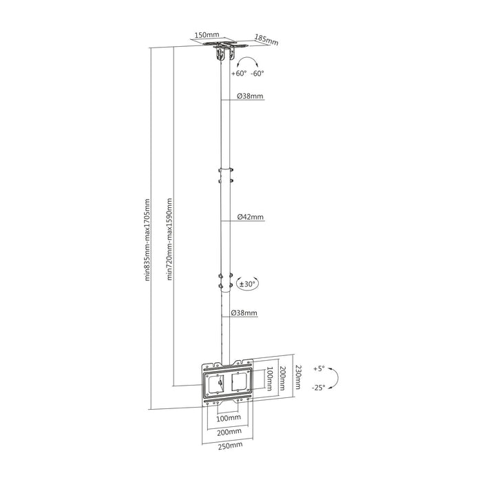 EAN 8436574703948 - AISENS CT43TSE-053 soporte para pantalla de señalización 109,2 cm (43") imagen 8