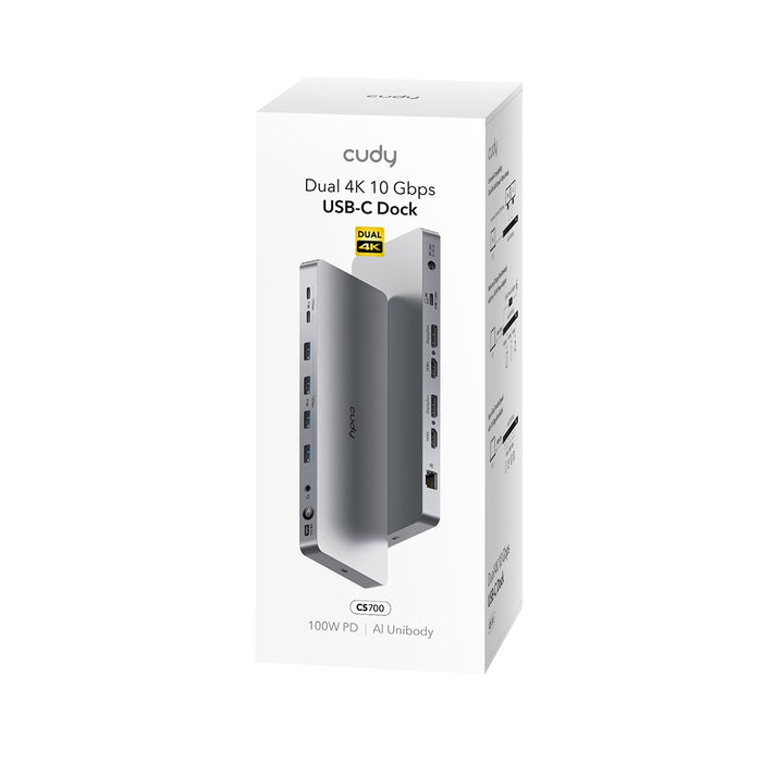 EAN 6971690793098 - Cudy CS700 base para portátil y replicador de puertos Alámbrico USB 3.2 Gen 2 (3.1 Gen 2) Type-C Gris imagen 4