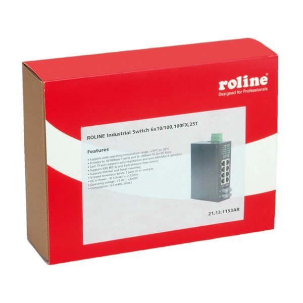 EAN 7611990176717 - ROLINE Industrial Switch, 6x RJ-45, 2x ST, unmanaged imagen 1