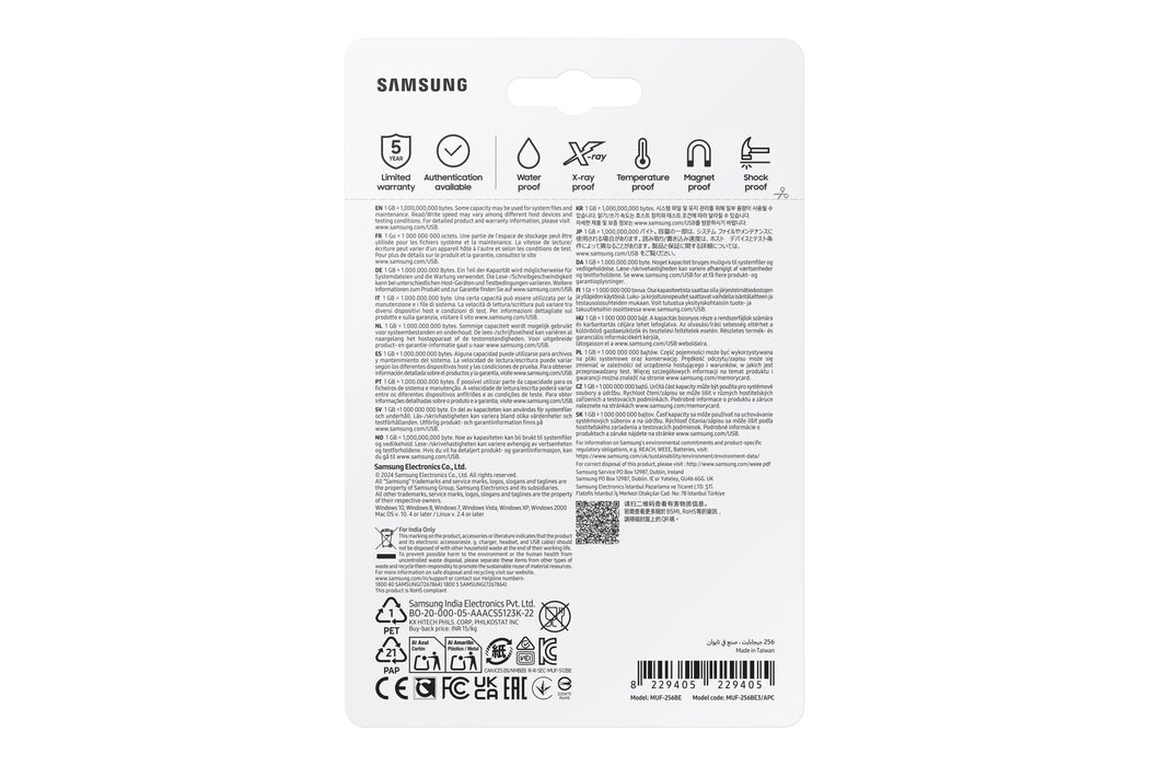 EAN 8801643229405 - Samsung MUF-256BE unidad flash USB 256 GB USB tipo A 3.2 Gen 1 (3.1 Gen 1) Plata imagen 8