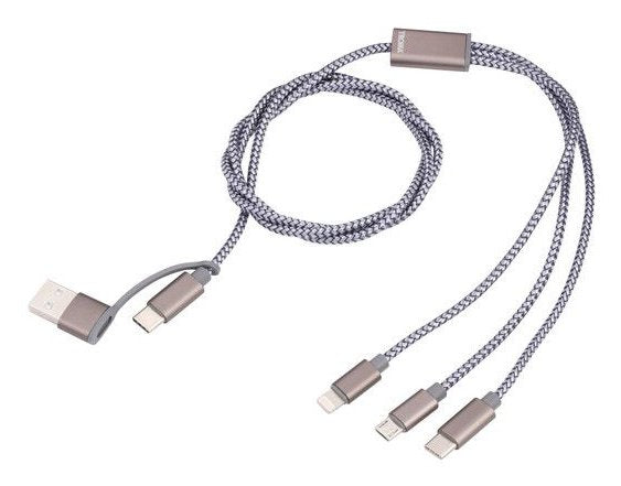 EAN 4024023037665 - TROIKA CBL30/GY cable USB 1 m USB C USB C/Micro USB-A/Lightning Gris imagen 1