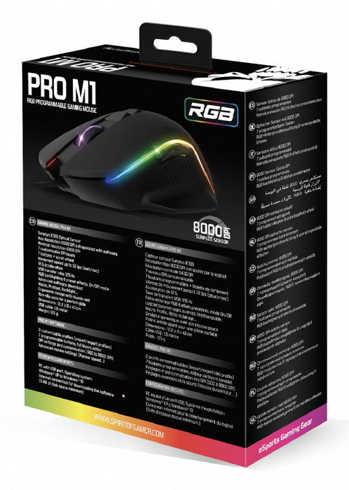 EAN 3700104455078 - Spirit of Gamer PRO-M1 ratón Juego mano derecha Óptico 8000 DPI imagen 8