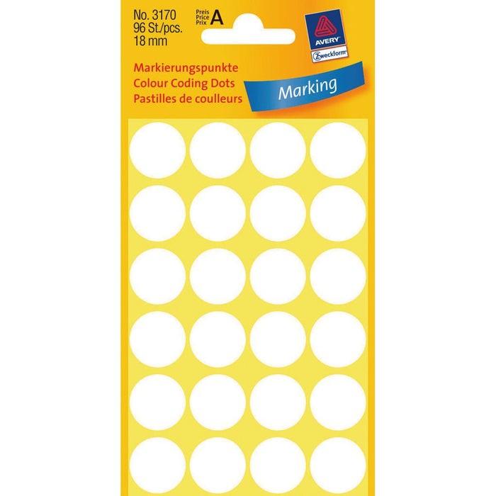 EAN 4004182031704 - Avery 3170 etiqueta autoadhesiva Círculo Blanco 96 pieza(s) imagen 1