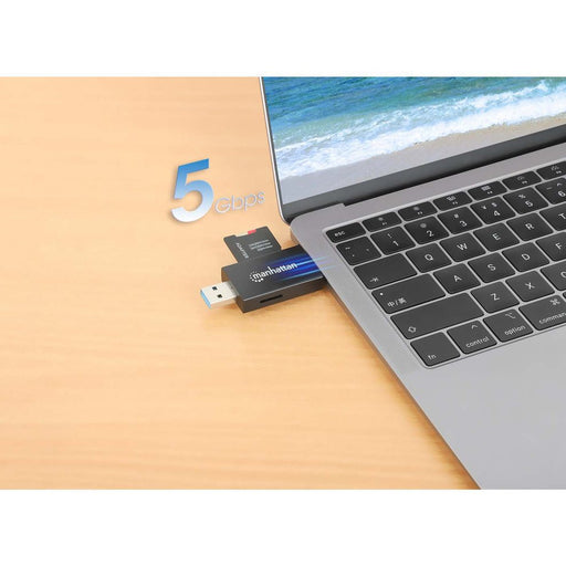 EAN 766623102735 - Manhattan 102735 lector de tarjeta USB 3.2 Gen 1 (3.1 Gen 1) Type-A/Type-C Negro, Transparente imagen 2