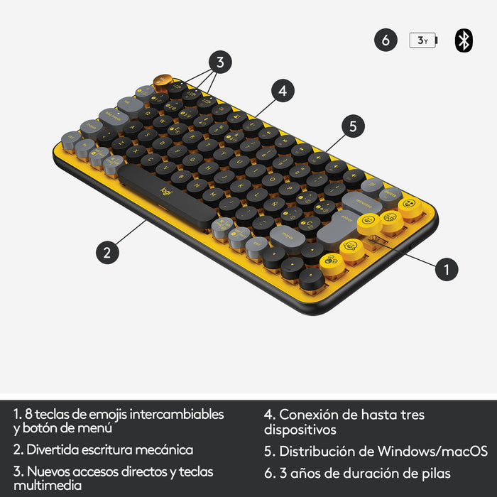 EAN 5099206101272 - Logitech 920-010728 teclado Universal Bluetooth QWERTY Español Negro, Gris, Amarillo imagen 11