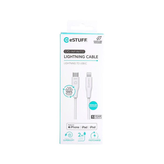 EAN 5715063032244 - eSTUFF ES602270 cable de conector Lightning 3 m Blanco imagen 2