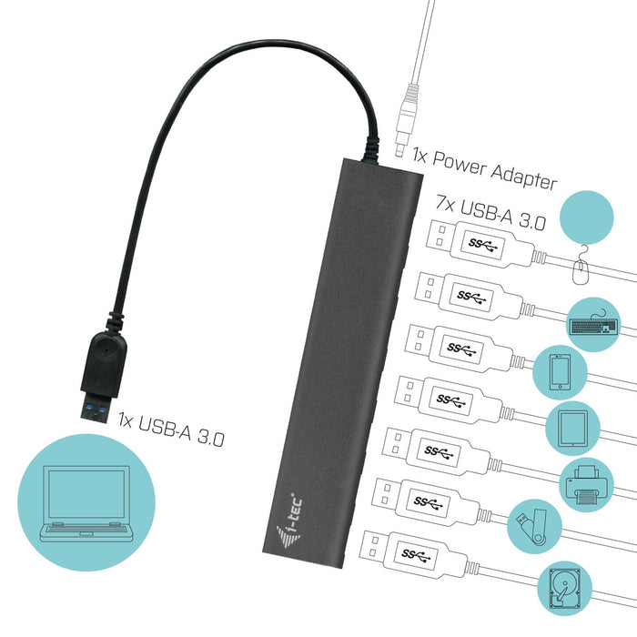 EAN 8595611701108 - i-tec Metal U3HUB778 hub de interfaz USB 3.2 Gen 1 (3.1 Gen 1) Type-A 5000 Mbit/s Plata imagen 5