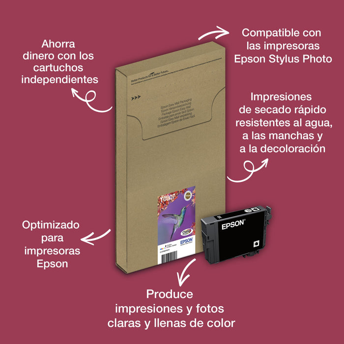 EAN 8715946542553 - Epson Hummingbird T0807 cartucho de tinta 1 pieza(s) Original Negro, Cian, Cian claro, Magenta claro, Mag imagen 6