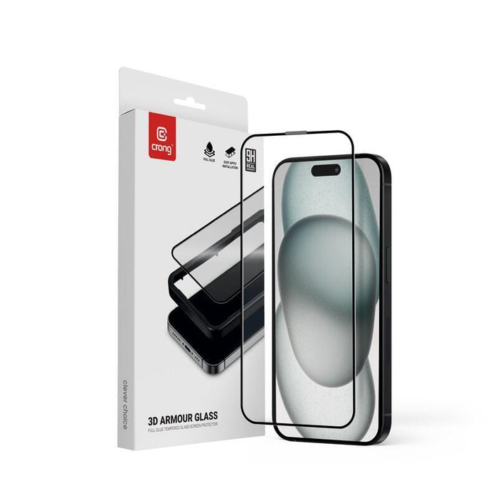 3d Armour Glass - Cristal Templado 9h Full Glue Para Iphone 16 / Iphone 15 + Ramka De Instalación