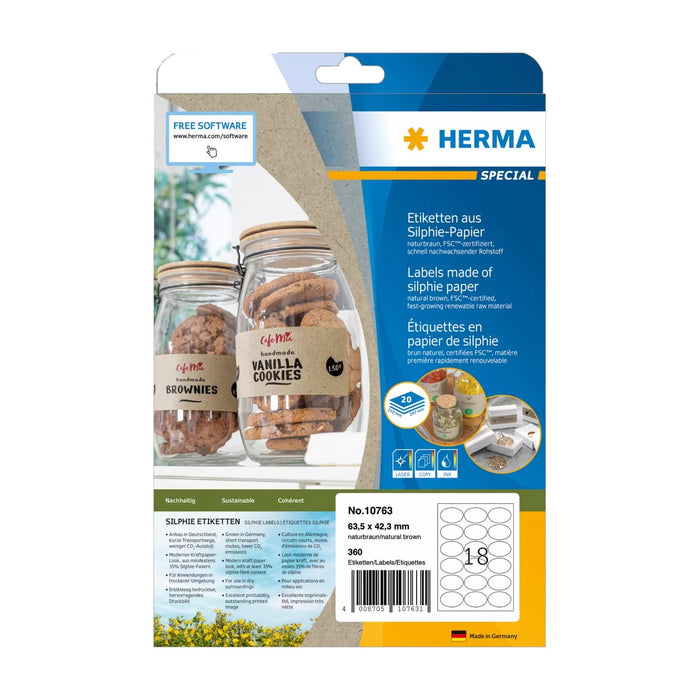 EAN 4008705107631 - HERMA 10763 etiqueta autoadhesiva Elipse Permanente Marrón 360 pieza(s) imagen 1
