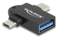 EAN 4043619607396 - DeLOCK 60739 cambiador de género para cable USB Type-A USB Type-C + USB Micro-B Negro imagen 1