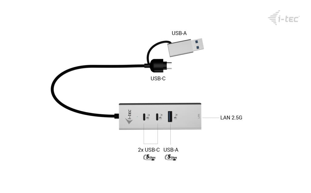 EAN 8595611707834 - i-tec CAMETALG325HUB hub de interfaz USB 3.2 Gen 1 (3.1 Gen 1) Type-A + Type-C 5 Mbit/s Plata imagen 4
