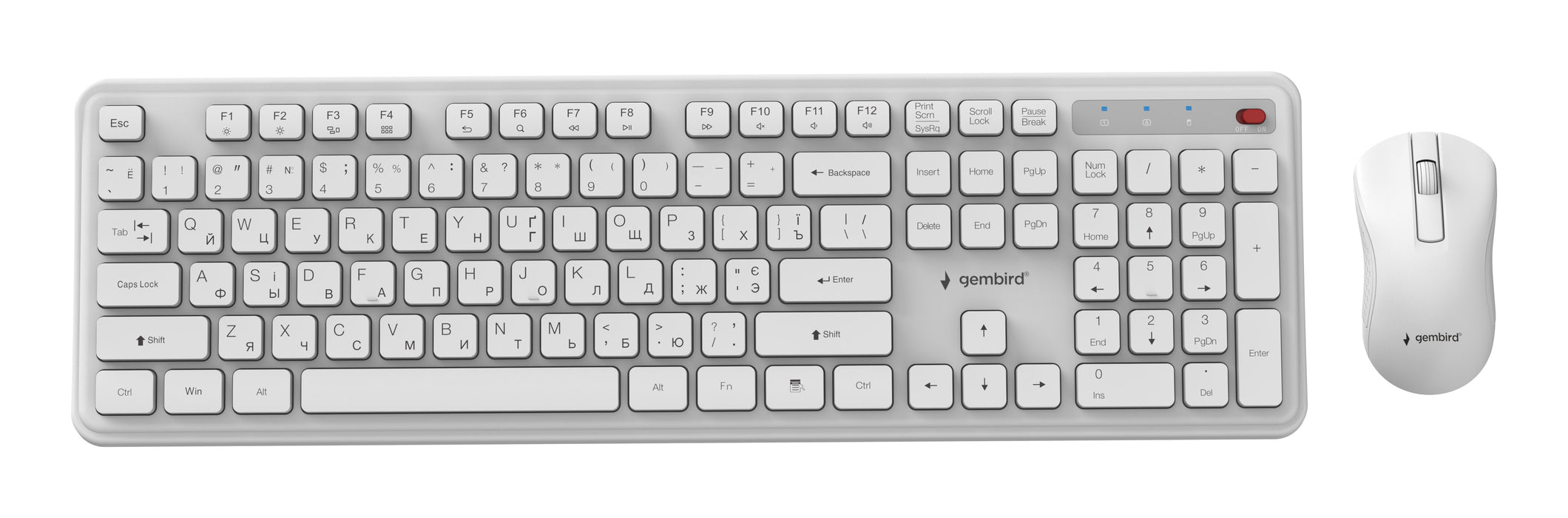 EAN 8716309137034 - Gembird KBS-WPS-01-W-CYRL teclado Ratón incluido Oficina RF inalámbrico QWERTY Internacional de EE.UU., U imagen 1