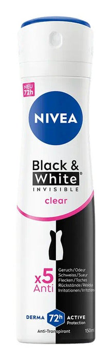 EAN 4006000092706 - NIVEA Black & White Invisible Clear Deo Spray Mujeres Desodorante en spray 150 ml 1 pieza(s) imagen 1