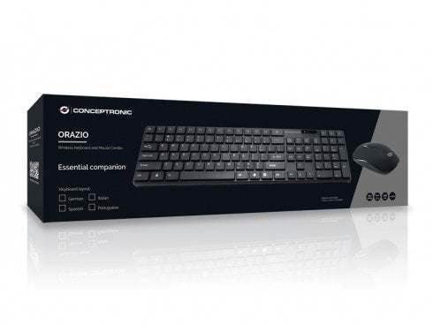 EAN 4015867208656 - Conceptronic Orazio teclado Ratón incluido Hogar RF inalámbrico QWERTY Portugués Negro imagen 3