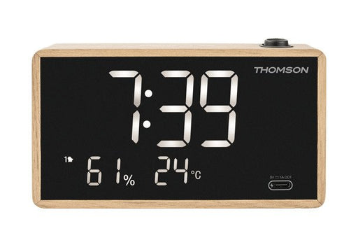 EAN 3499550389784 - Thomson CP202T despertador Reloj despertador digital Negro, Marrón imagen 1