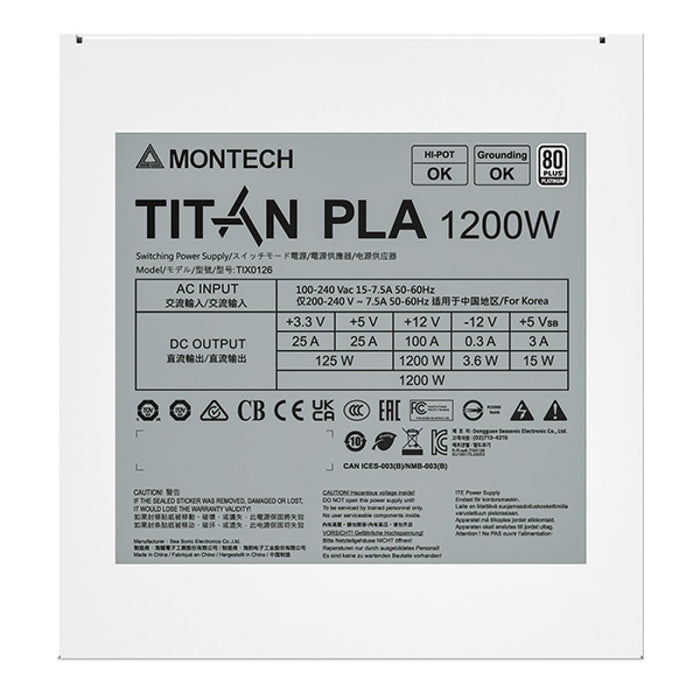 EAN 4710562744613 - Montech TITAN PLA 1200W unidad de fuente de alimentación 20+4 pin ATX ATX Blanco imagen 7