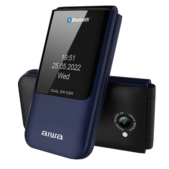 EAN 8435256897555 - Aiwa FP-24BL teléfono móvil 6,1 cm (2.4") 91,7 g Negro, Azul Característica del teléfono imagen 1