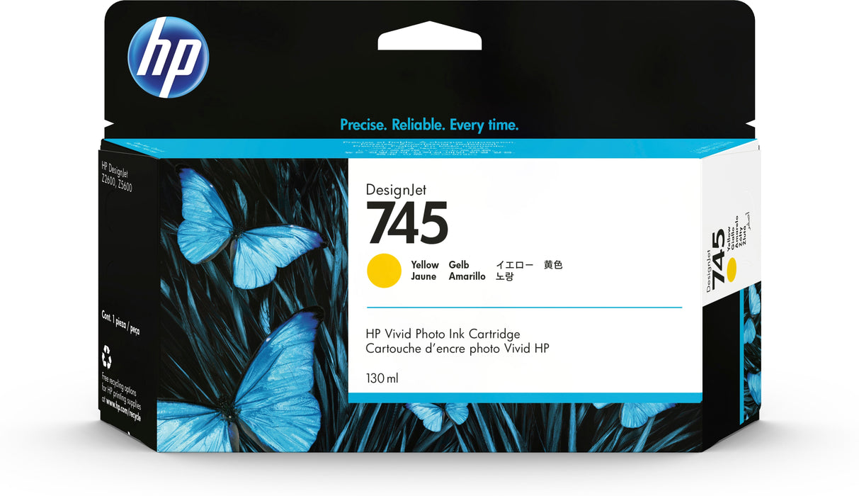 EAN 0725184104596 - HP 745 130-ml DesignJet Yellow Ink Cartridge cartucho de tinta 1 pieza(s) Original Rendimiento estándar imagen 1