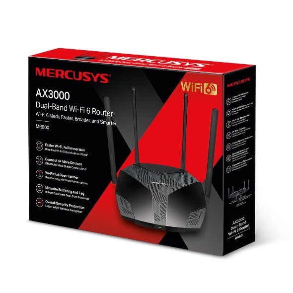 EAN 6957939000431 - Mercusys MR80X router inalámbrico Gigabit Ethernet Doble banda (2,4 GHz / 5 GHz) Negro imagen 5