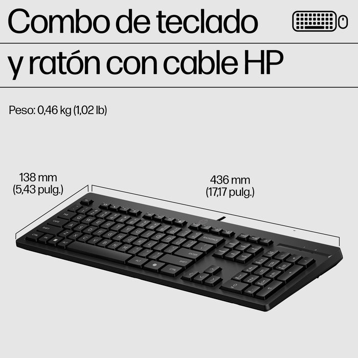 EAN 0198701790914 - HP 225 Wired Mouse and Keyboard Combo G2 teclado Ratón incluido Oficina USB Negro imagen 7