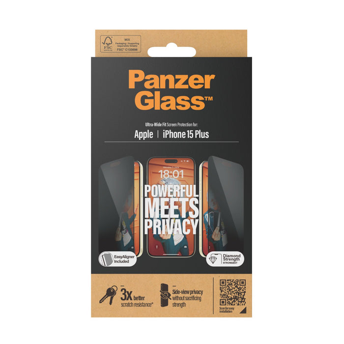 EAN 5711724128110 - PanzerGlass ® Privacy Screen Protector iPhone 15 Plus | Ultra-Wide Fit w. EasyAligner Protector de pantal imagen 3