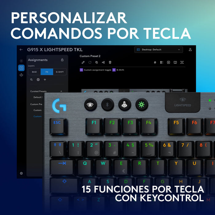 EAN 5099206121775 - Logitech G G915 X LIGHTSPEED TKL teclado Juego USB + RF Wireless + Bluetooth QWERTY Español Negro imagen 4