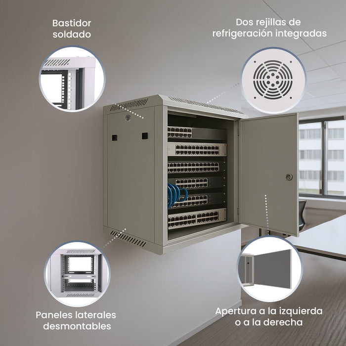 EAN 5903148912998 - Extralink szafa wisz 19\" 6U 450mm szara d. blaszane Bastidor de pared imagen 11