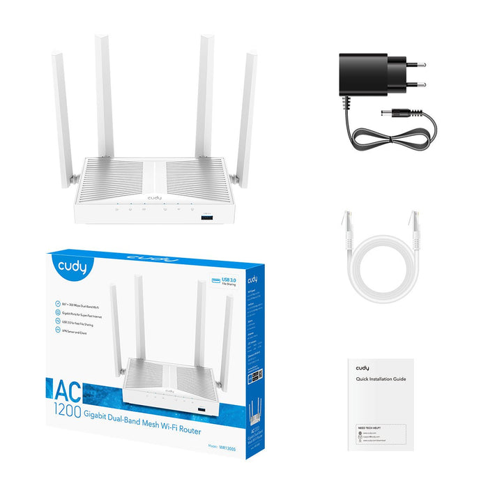 EAN 6971690793753 - Cudy WR1300S router inalámbrico Gigabit Ethernet Doble banda (2,4 GHz / 5 GHz) Blanco imagen 3