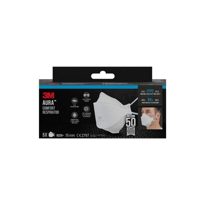 3m Aura Pack De 5 Mascarillas Para Particulas Ffp2 - Desechable - Sin Valvula - Para Niveles Medios De Particulas -