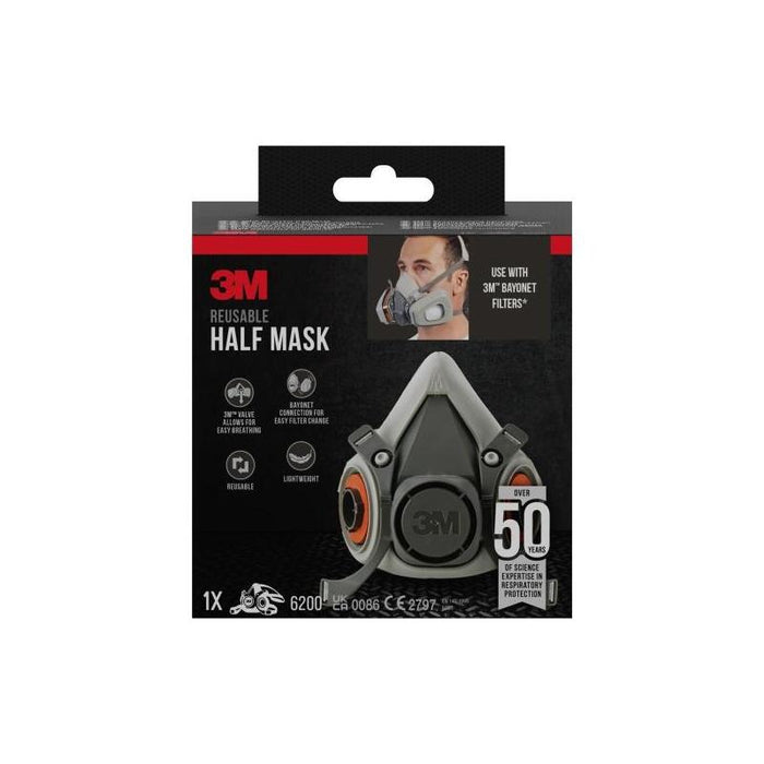 3m Mascarilla De Media Cara - Filtros No Incluidos - Reutilizable - Formato Mediano - Gris
