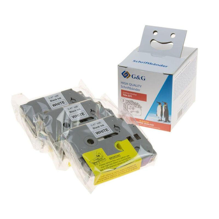 G&G 3er-Pack Schriftband 12 Mm Para Brother Tze-231