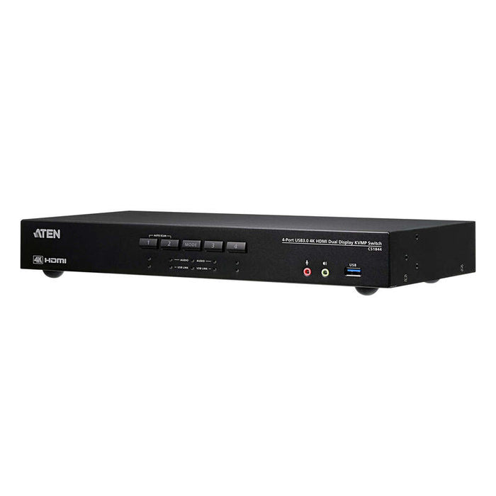 4-Port True 4k Hdmi Dual-View  Kvm Switch With Audio & Usb