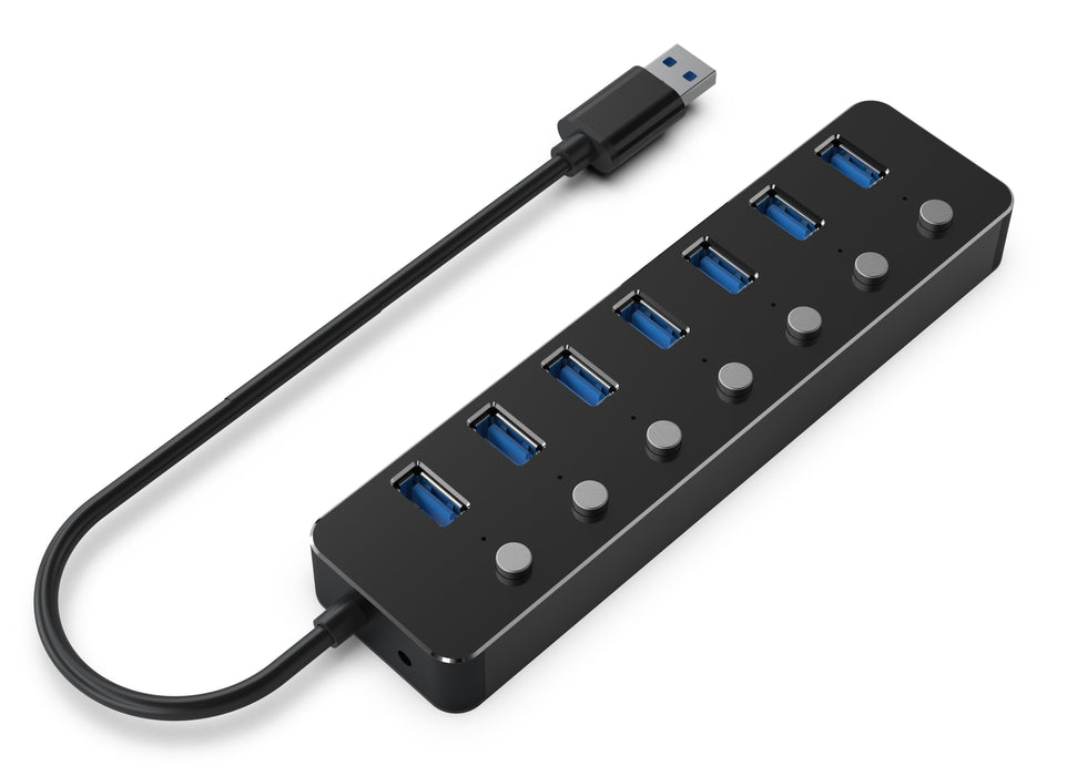EAN 8716309124676 - Gembird UHB-U3P7P-01 hub de interfaz USB 3.2 Gen 1 (3.1 Gen 1) Type-A 5000 Mbit/s Negro imagen 1