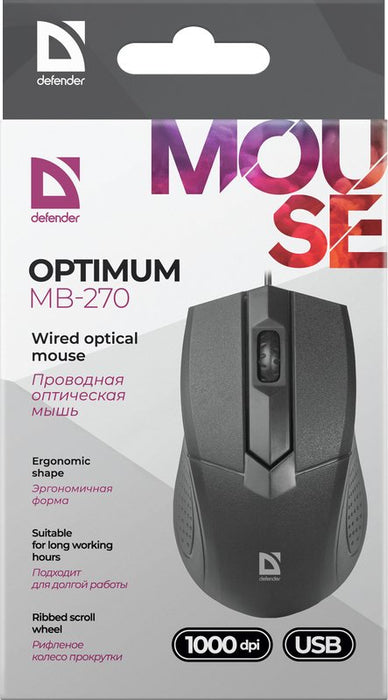 EAN 4714033522700 - Defender Optimum MB-270 ratón Oficina mano derecha USB tipo A Óptico 1000 DPI imagen 3