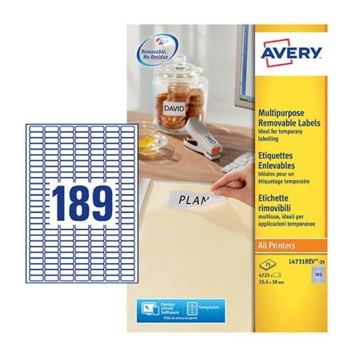 EAN 4004182047316 - Avery L4731REV-25 etiqueta autoadhesiva Rectángulo redondeado Desmontable Blanco 5670 pieza(s) imagen 1