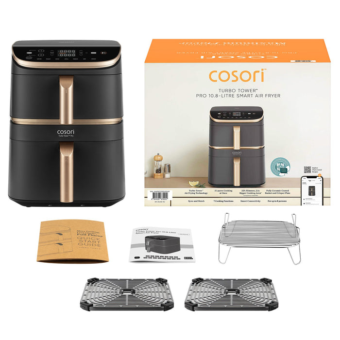 EAN 810123675210 - Cosori Turbo Tower Pro Smart Sencillo 10,8 L Independiente 2630 W Freidora de aire caliente Negro, Oro imagen 3