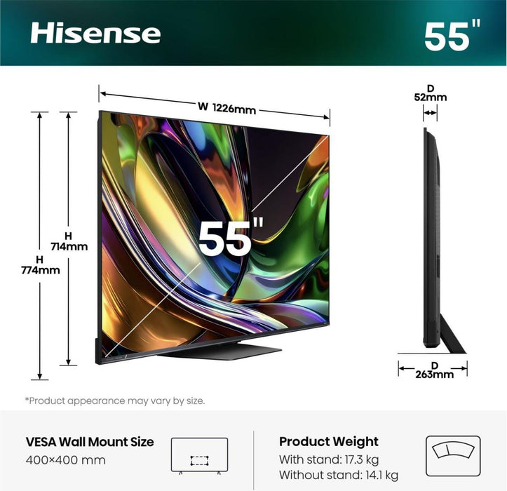 EAN 6942351436463 - Hisense 55UR8DS 139,7 cm (55") 4K Ultra HD Smart TV Wifi Negro imagen 3