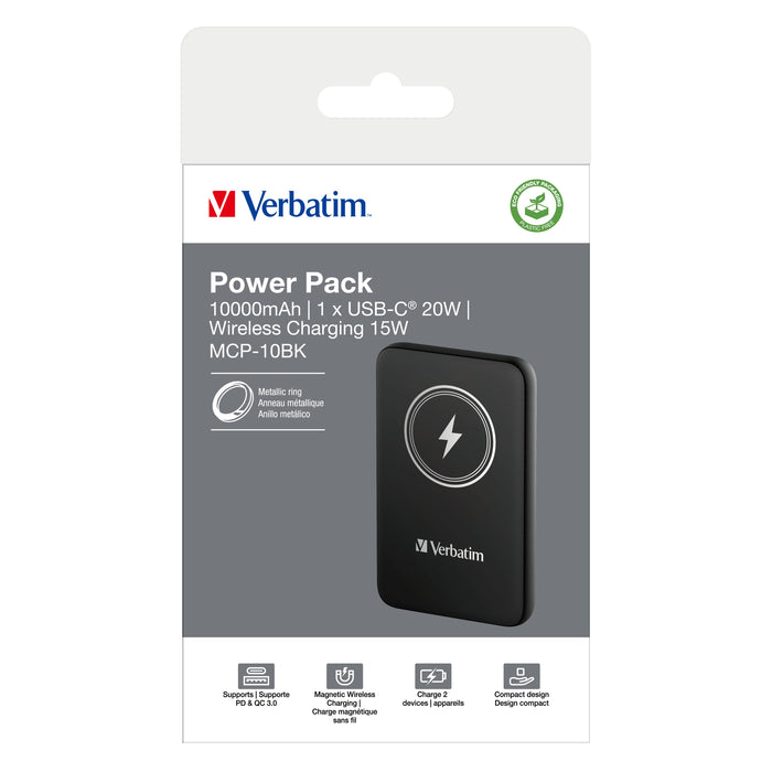 EAN 0023942322450 - Verbatim Charge 'n' Go Polímero de litio 10000 mAh Cargador inalámbrico Negro imagen 4