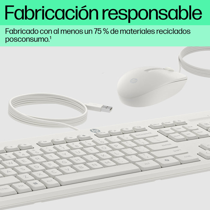 EAN 198701753810 - HP 225 Wired Mouse and Keyboard Combo G2 Cashmere White teclado Ratón incluido Oficina USB Blanco imagen 11