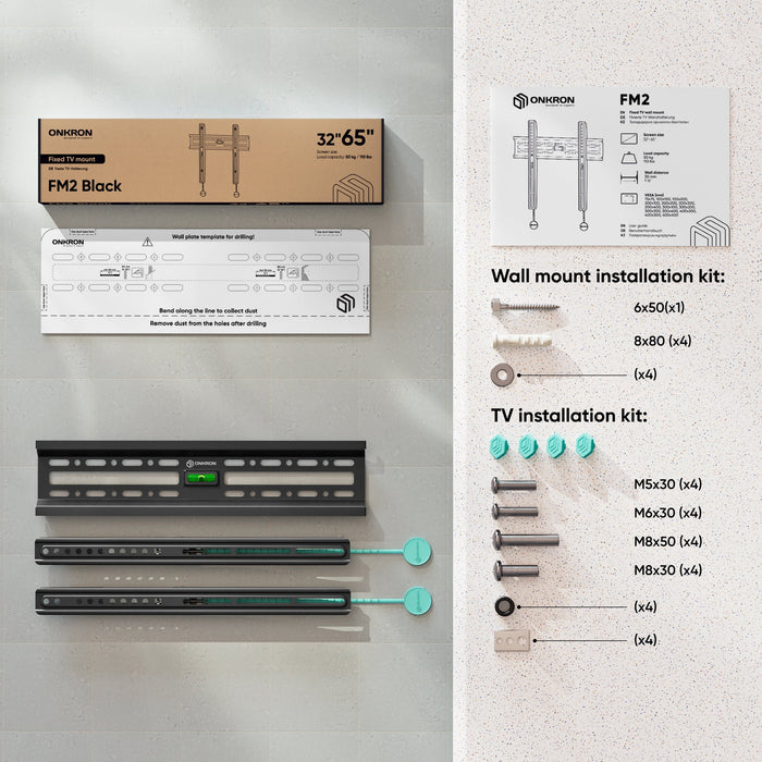 EAN 4603726156561 - ONKRON FM2-B soporte para TV 165,1 cm (65") imagen 2
