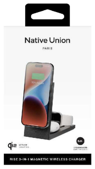 EAN 4895200483939 - Native Union Rise 3-In-1 Qi2 Smartphone Negro USB Cargador inalámbrico Interior imagen 3