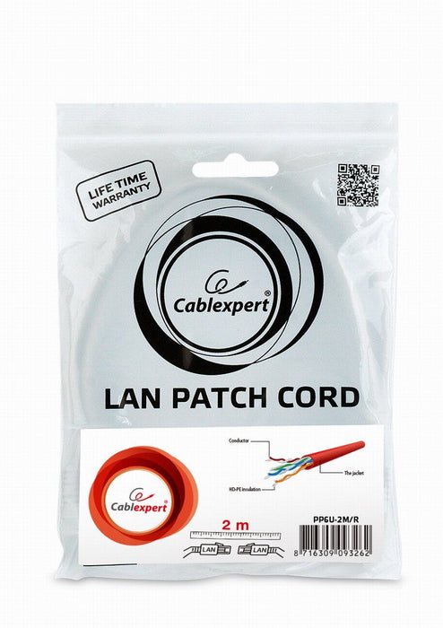 EAN 8716309093262 - Gembird PP6U-2M cable de red Rojo Cat6 U/UTP (UTP) imagen 3