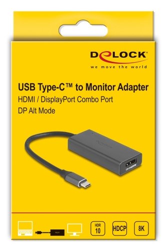 EAN 4043619643165 - DeLOCK 64316 adaptador de cable de vídeo 0,15 m USB Tipo C HDMI + DisplayPort Gris imagen 2