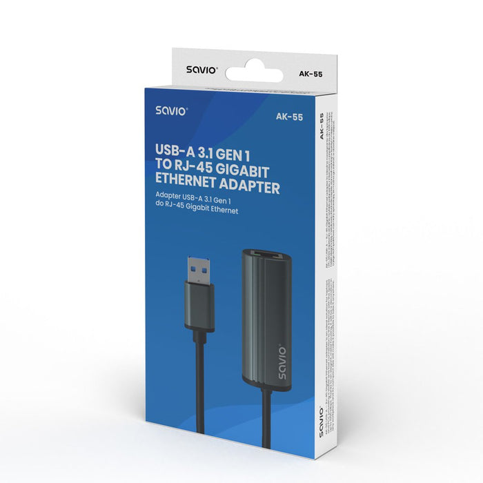 EAN 5901986047742 - Savio AK-55 Adapter USB-A 3.1 GEN 1 do RJ-45 Gigabit Ethernet USB 3.2 Gen 1 (3.1 Gen 1) Type-A 1000 Mbit/ imagen 7