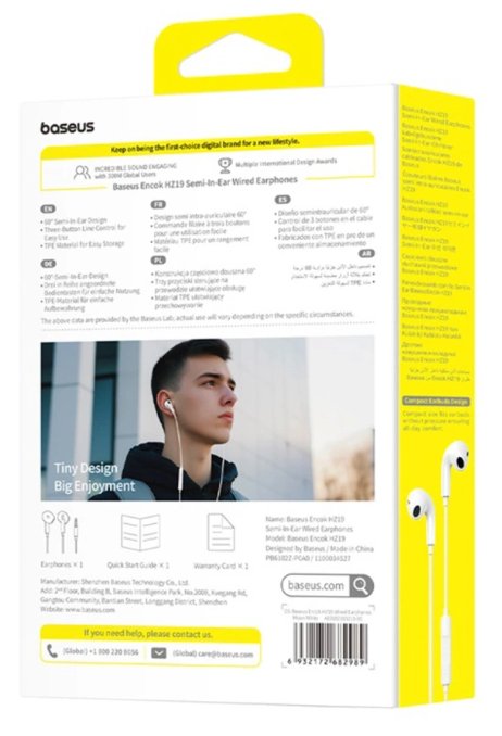 EAN 6932172682989 - Baseus Encok HZ19 Auriculares Alámbrico Dentro de oído Llamadas/Música Blanco imagen 7
