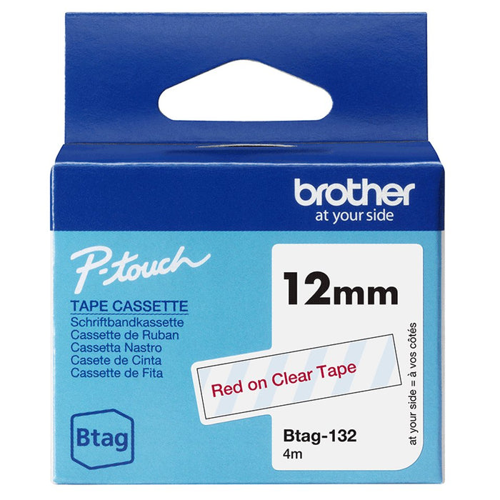 EAN 4977766835978 - Brother BTAG-132 cinta para impresora de etiquetas Rojo sobre transparencia imagen 1