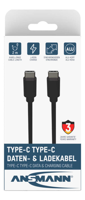 EAN 4013674168460 - Ansmann 1700-0122 cable USB 2 m USB C Negro imagen 1