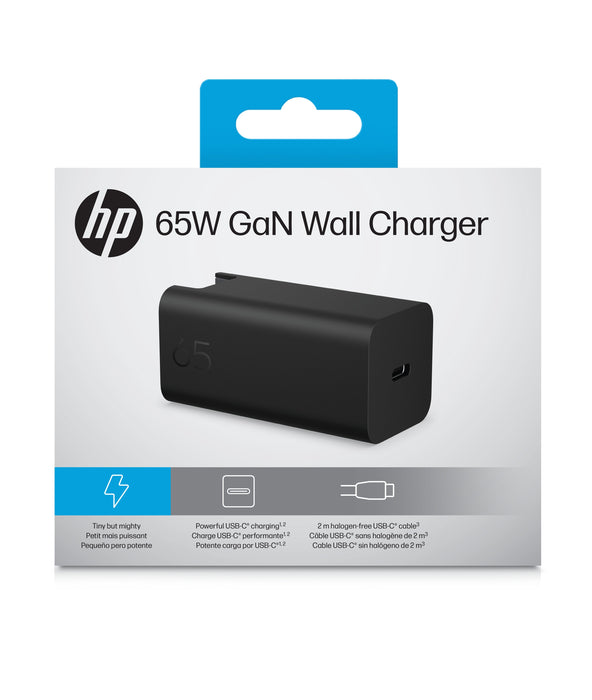 EAN 0199642433373 - HP 65W GaN Wall Charger adaptador e inversor de corriente Interior Negro imagen 11